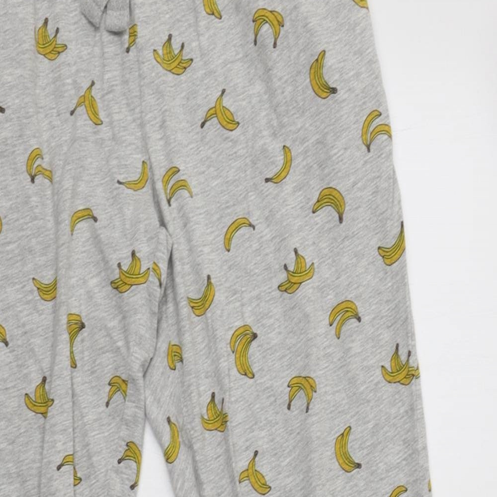 Primark Womens Grey Geometric Cotton  Pyjama Pants Size S   - Banana Print