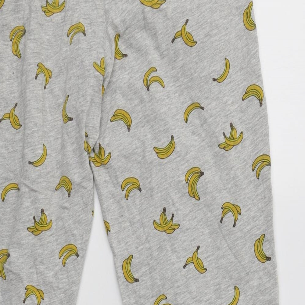 Primark Womens Grey Geometric Cotton  Pyjama Pants Size S   - Banana Print