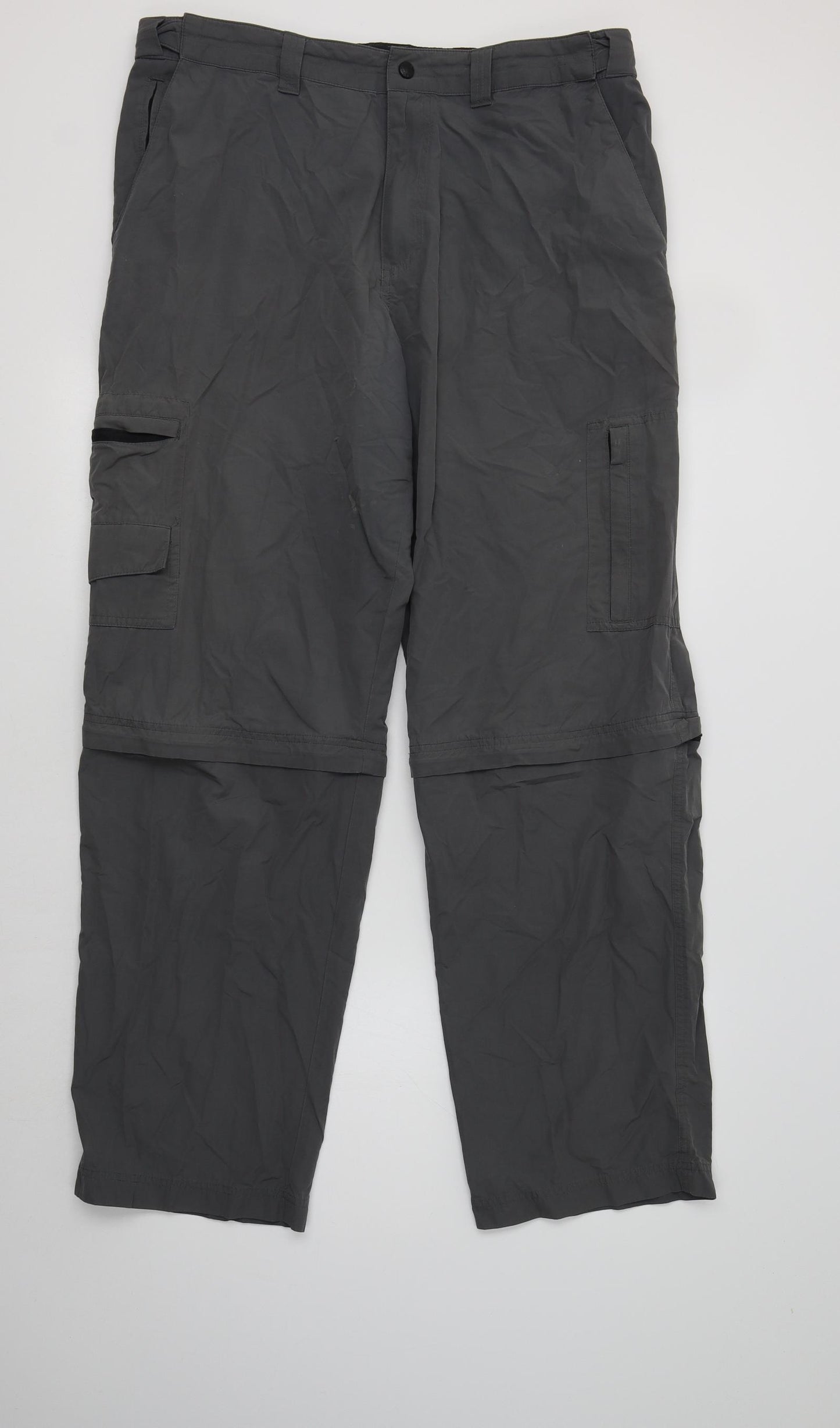 M&S Mens Grey  Polyamide Cargo Trousers Size 36 L33 in Regular