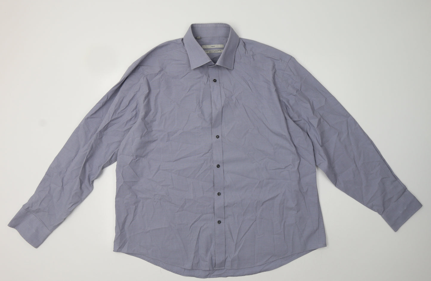 NEXT Mens Grey  Cotton  Dress Shirt Size 18 Collared