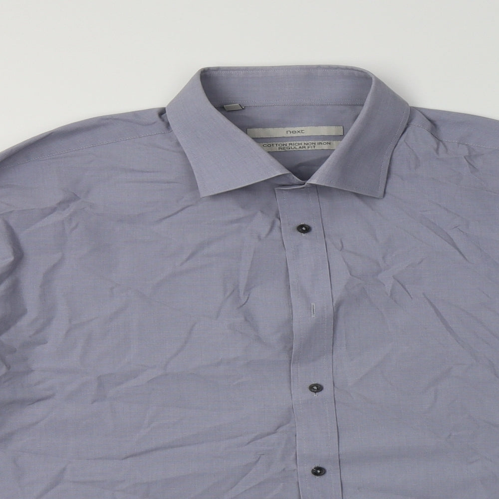 NEXT Mens Grey  Cotton  Dress Shirt Size 18 Collared