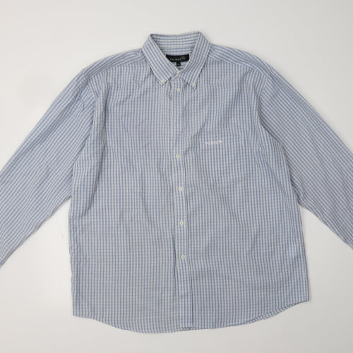 Palmer Mens Blue Check Polyester  Dress Shirt Size XL Collared