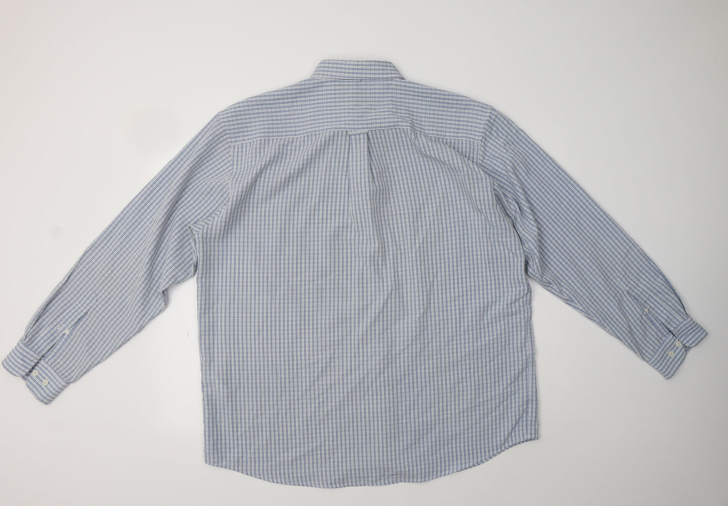Palmer Mens Blue Check Polyester  Dress Shirt Size XL Collared