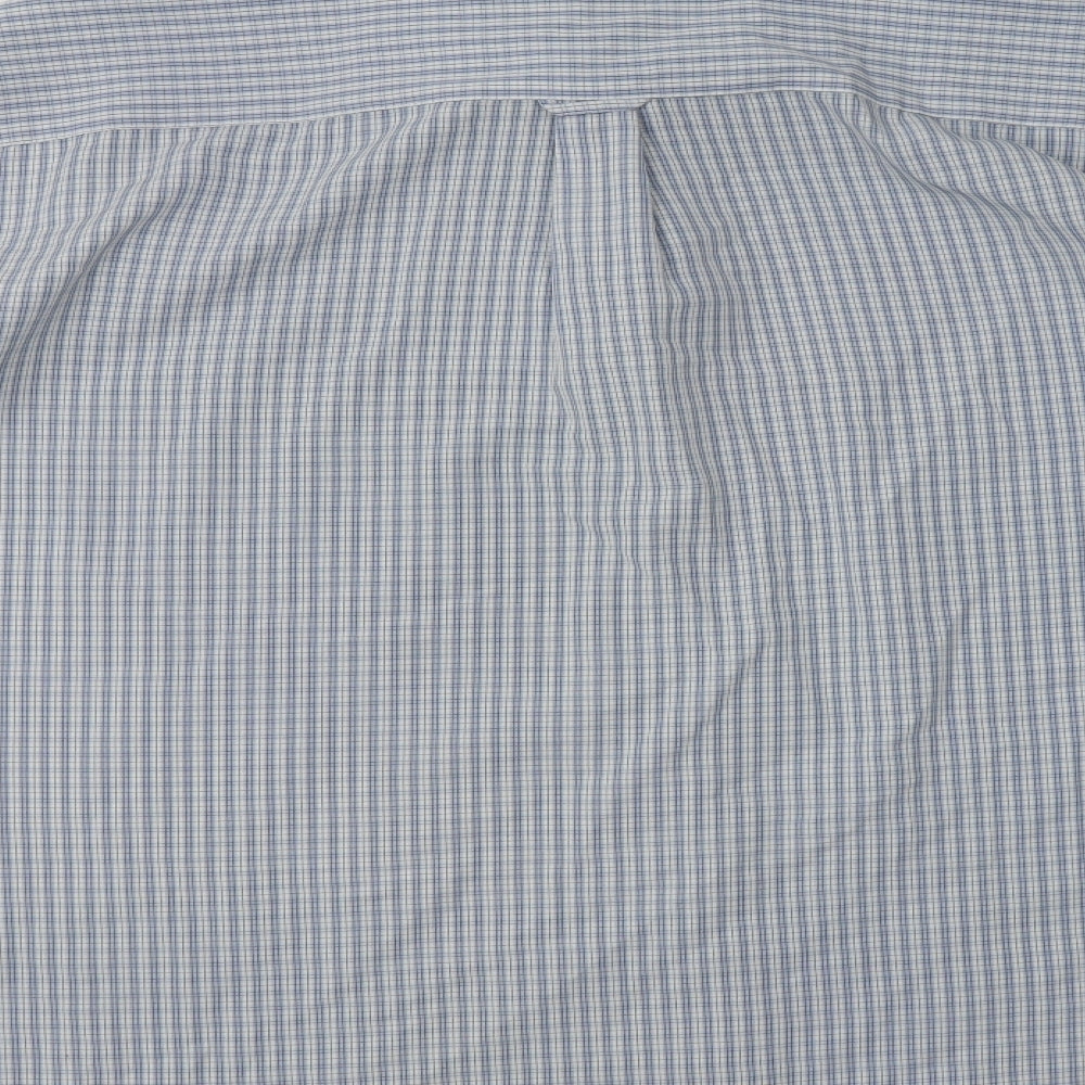 Palmer Mens Blue Check Polyester  Dress Shirt Size XL Collared