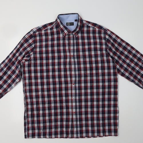 Carabou Mens Multicoloured Check Polyester  Button-Up Size XL Collared