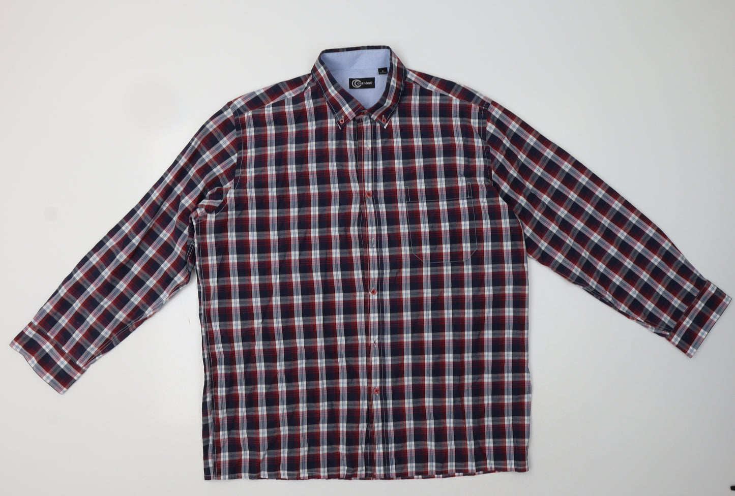 Carabou Mens Multicoloured Check Polyester  Button-Up Size XL Collared