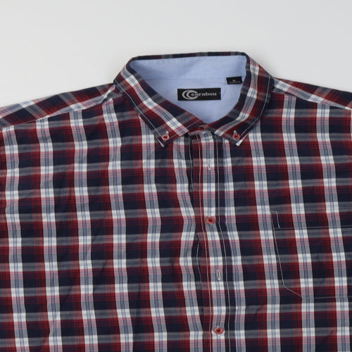 Carabou Mens Multicoloured Check Polyester  Button-Up Size XL Collared