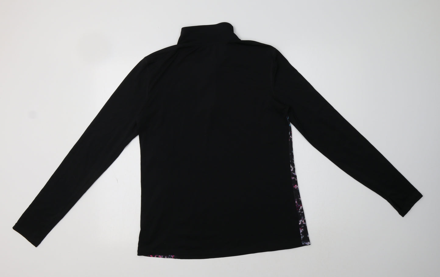 Souluxe Womens Black Animal Print Polyester Basic T-Shirt Size M Collared