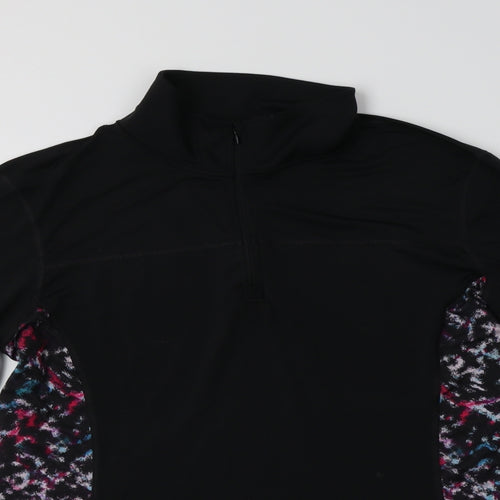 Souluxe Womens Black Animal Print Polyester Basic T-Shirt Size M Collared