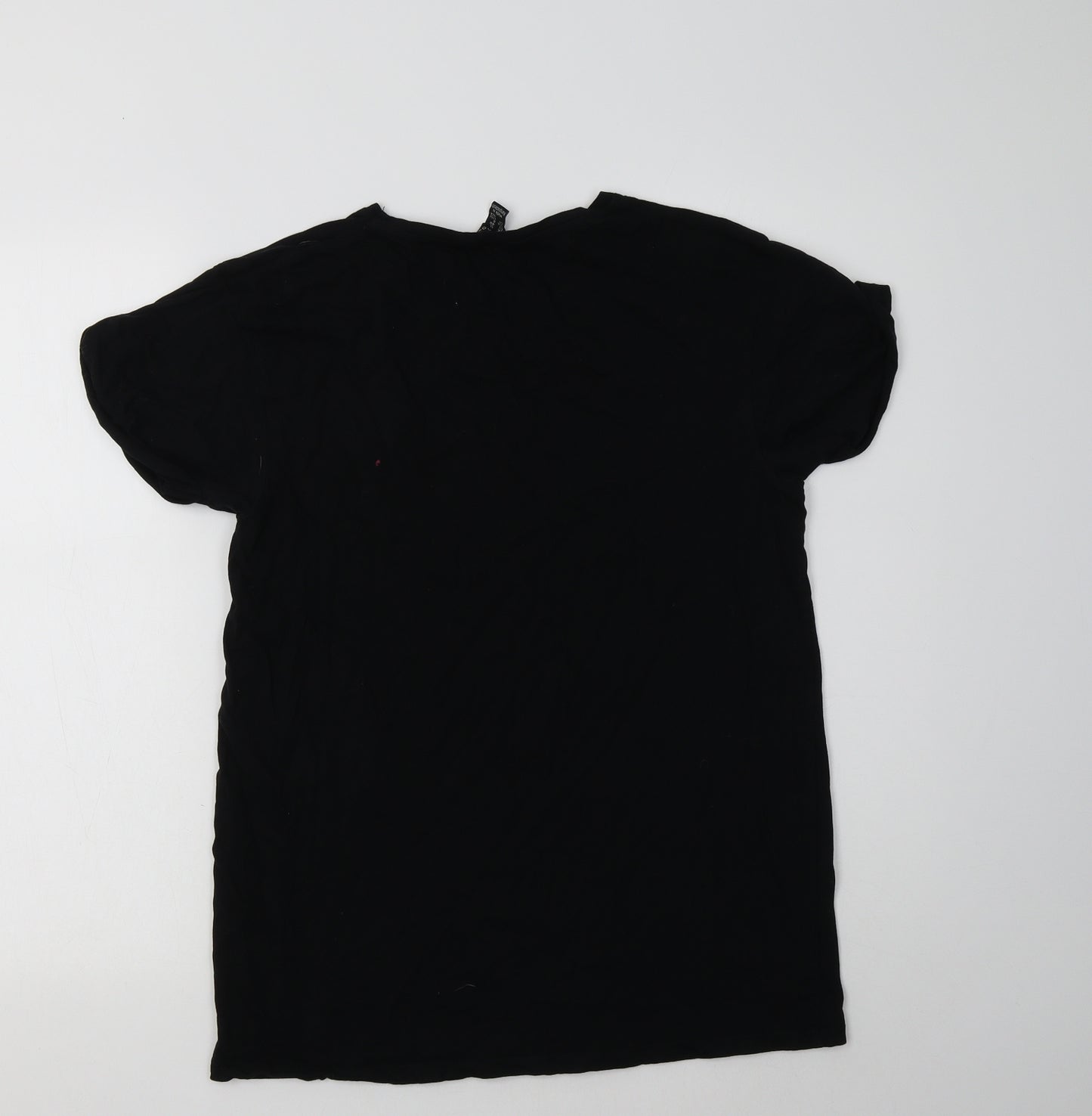 New Look Womens Black  Cotton Basic T-Shirt Size 12 Crew Neck