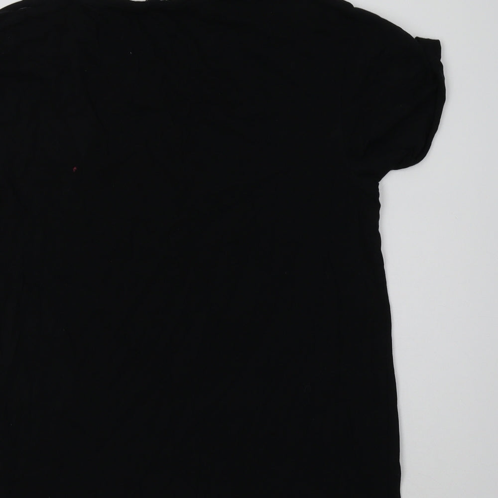 New Look Womens Black  Cotton Basic T-Shirt Size 12 Crew Neck