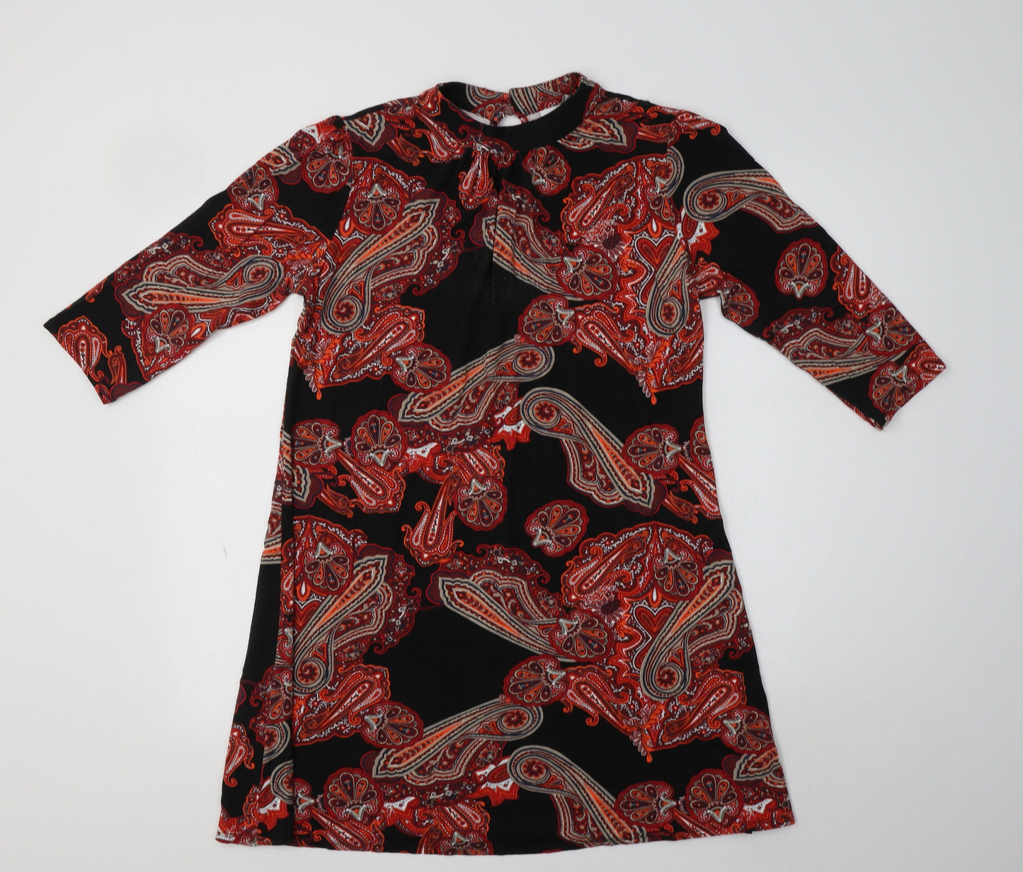 Wallis Womens Black Paisley Viscose A-Line  Size 12  Mock Neck