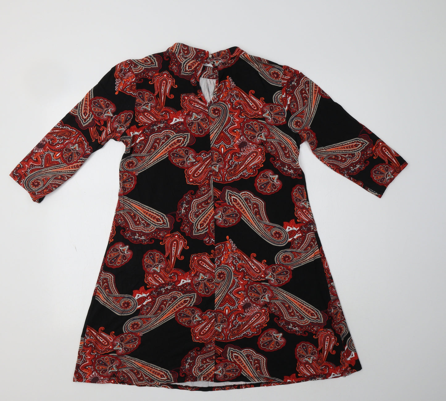 Wallis Womens Black Paisley Viscose A-Line  Size 12  Mock Neck