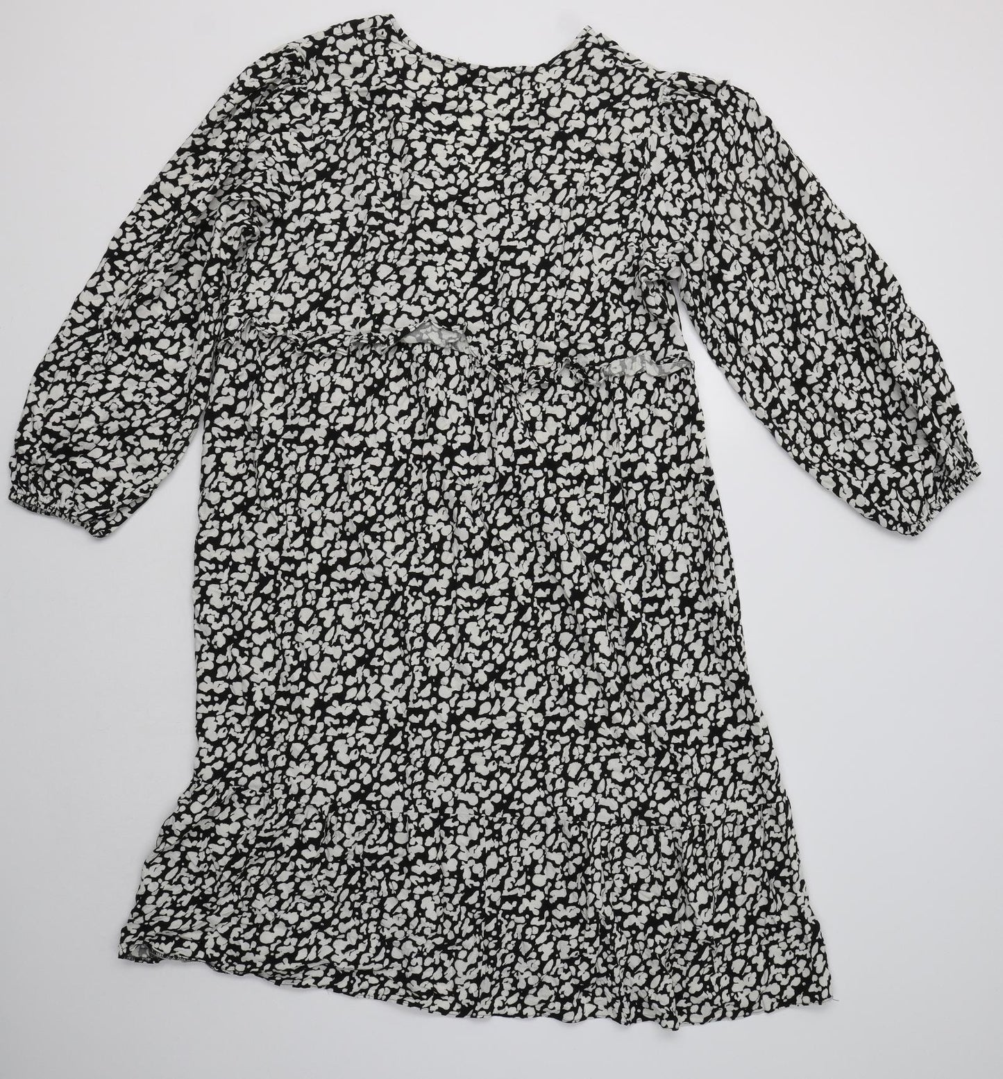 George Womens Black Animal Print Viscose A-Line  Size 18  V-Neck