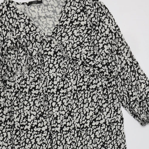 George Womens Black Animal Print Viscose A-Line  Size 18  V-Neck