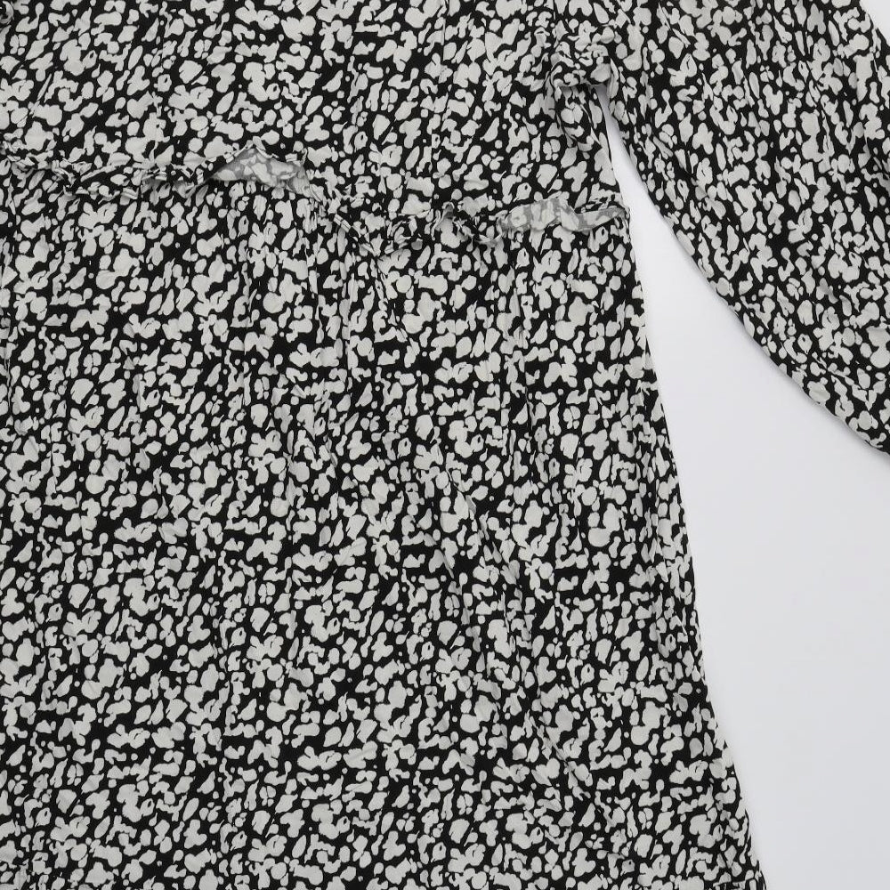 George Womens Black Animal Print Viscose A-Line  Size 18  V-Neck