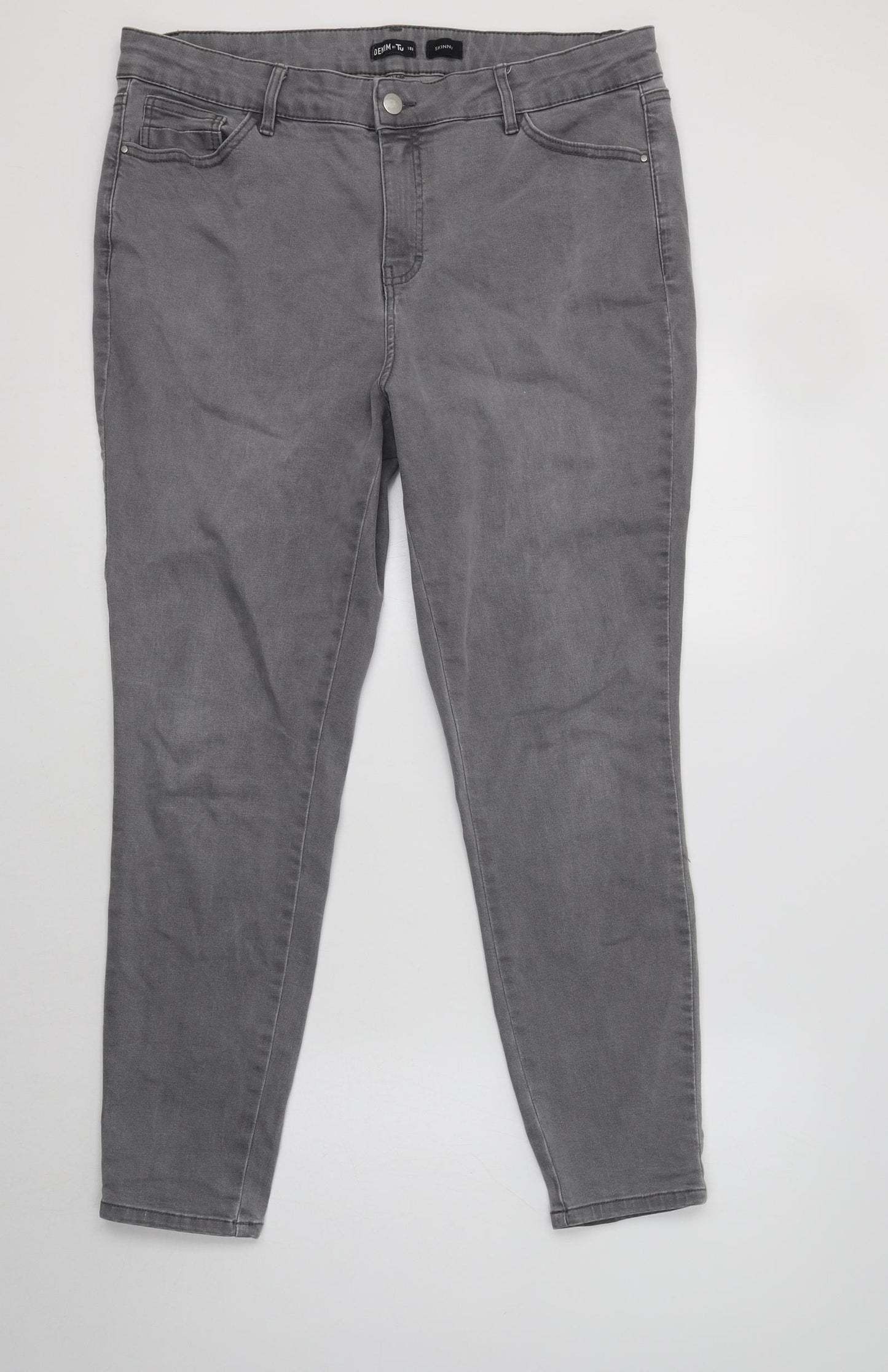 TU Womens Grey  Cotton Jegging Jeans Size 18 L29 in Regular