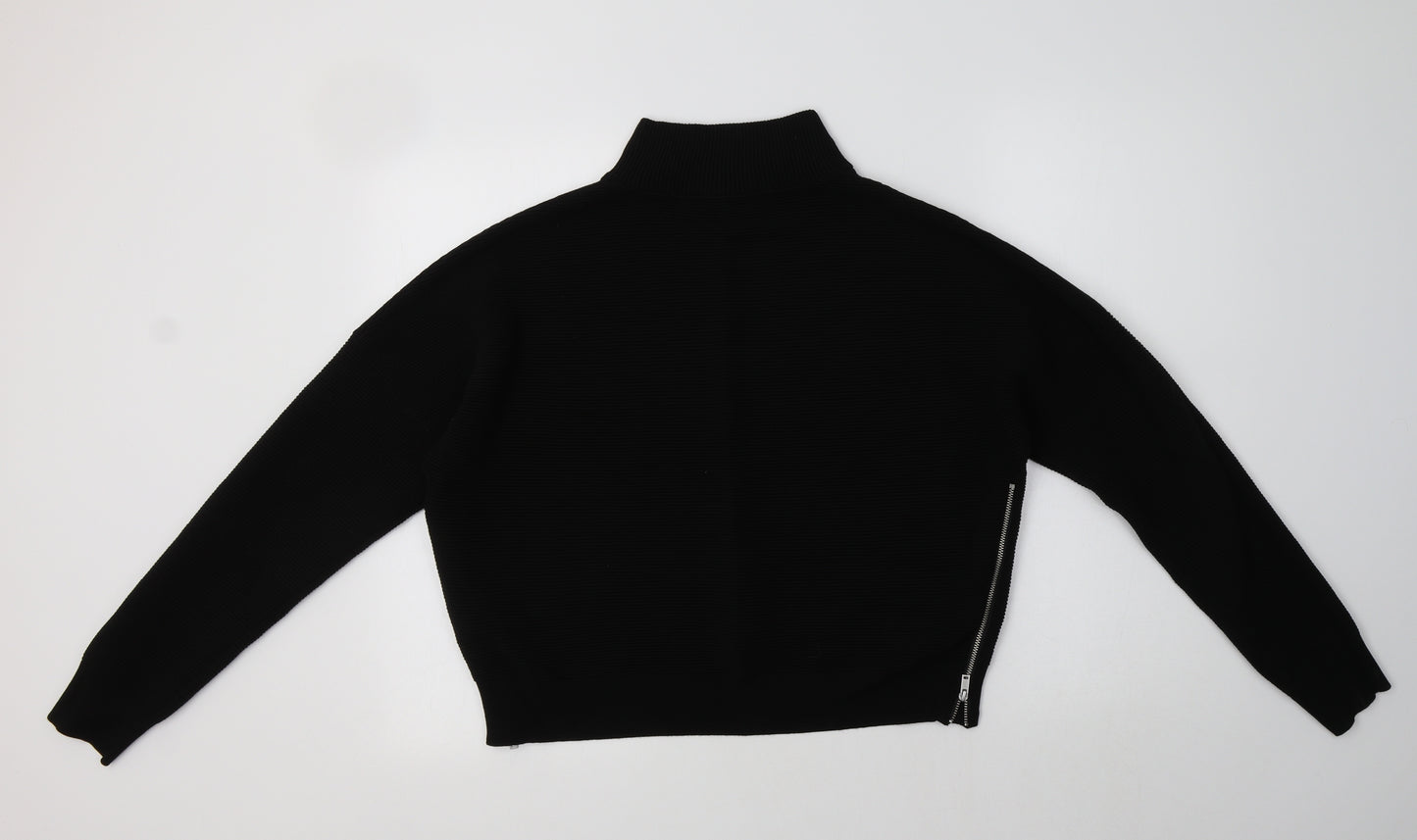 Mint Velvet Womens Black Mock Neck  Viscose Pullover Jumper Size L