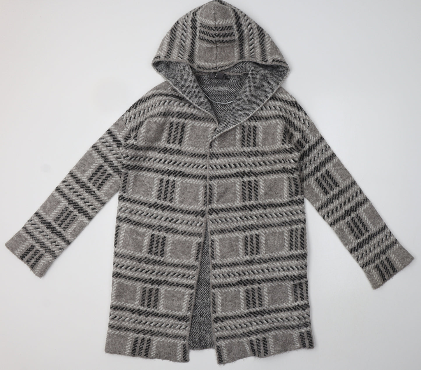 Primark Womens Grey Geometric  Jacket Coatigan Size XS