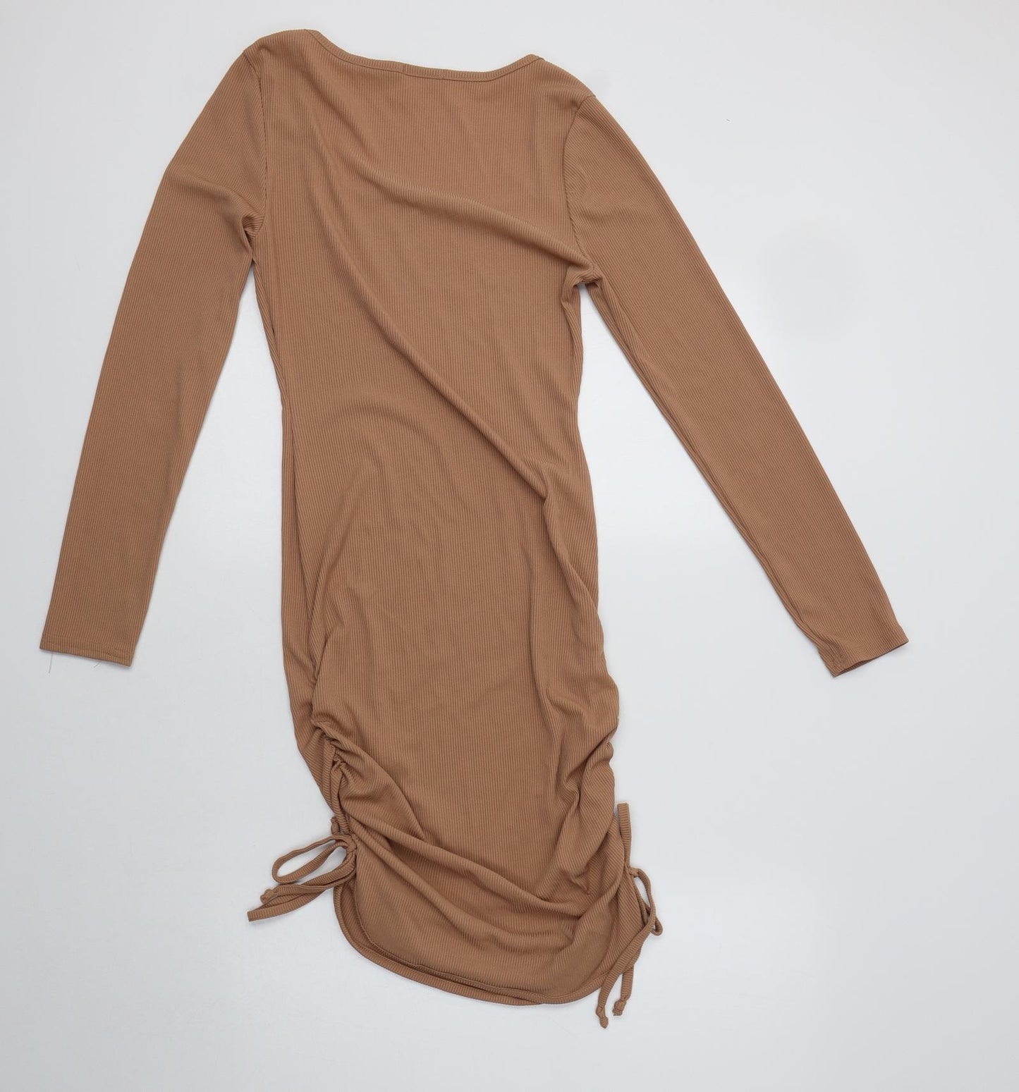 Boohoo Womens Beige  Polyester Bodycon  Size 10  Scoop Neck