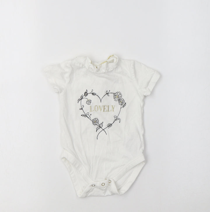 River Island White Cotton Romper One-Piece Size 6-9 Months - Lovely