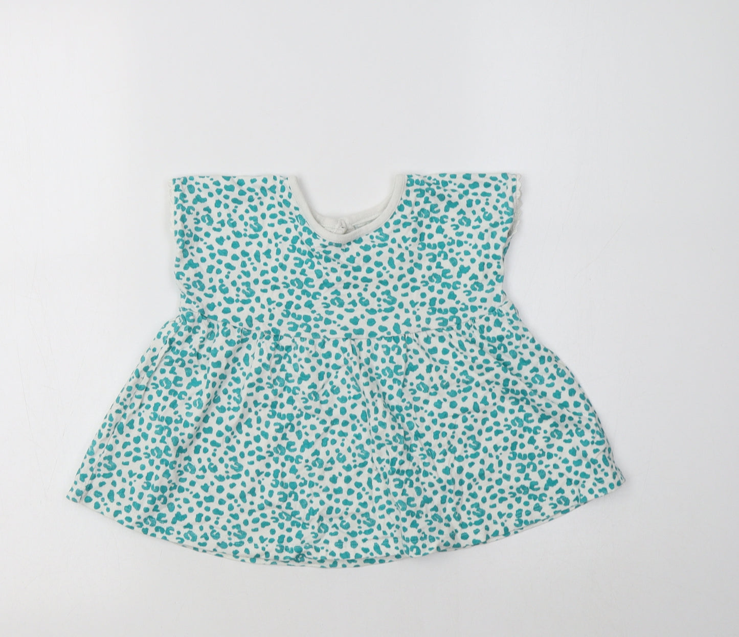 George Girls Green Animal Print Cotton Tunic Blouse Size 3-4 Years Crew Neck