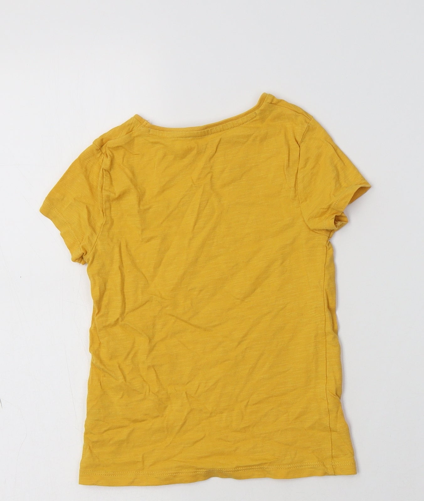 F&F Girls Yellow  Cotton Basic T-Shirt Size 3-4 Years Crew Neck  - Rainbow