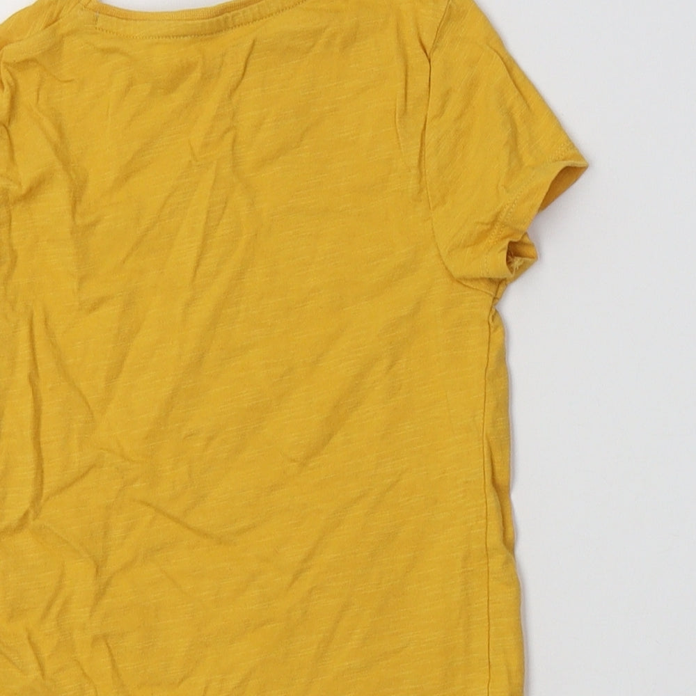F&F Girls Yellow  Cotton Basic T-Shirt Size 3-4 Years Crew Neck  - Rainbow