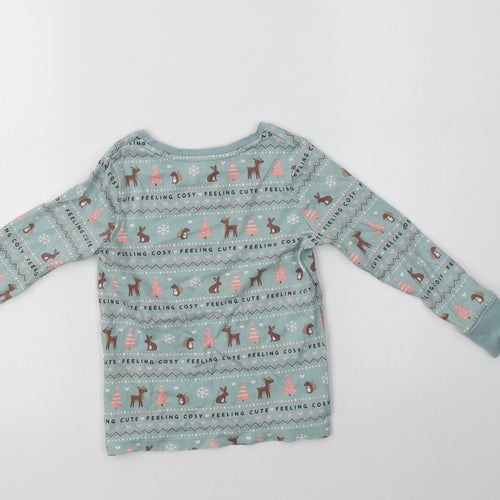 George Girls Green Fair Isle Cotton Top Pyjama Top Size 3-4 Years