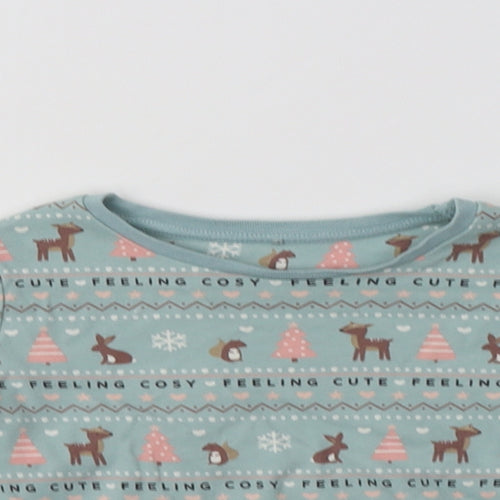George Girls Green Fair Isle Cotton Top Pyjama Top Size 3-4 Years