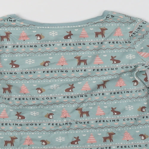 George Girls Green Fair Isle Cotton Top Pyjama Top Size 3-4 Years