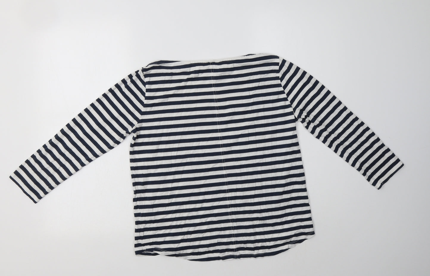 Jack Wills Womens White Striped Cotton Basic T-Shirt Size S Boat Neck