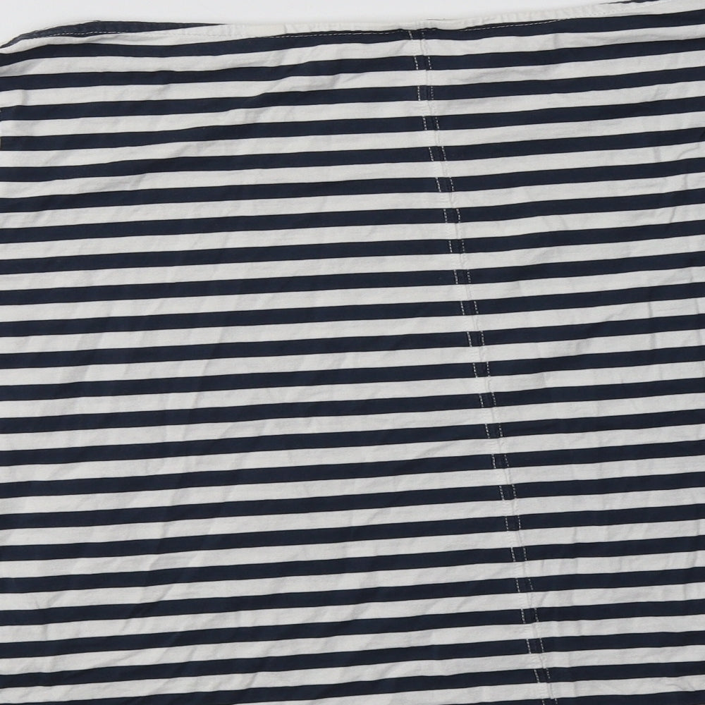 Jack Wills Womens White Striped Cotton Basic T-Shirt Size S Boat Neck
