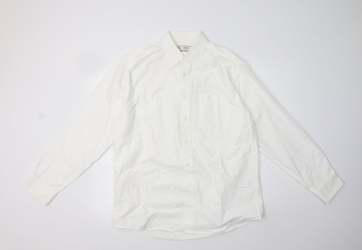 M&S Mens White  Cotton  Dress Shirt Size 16 Collared