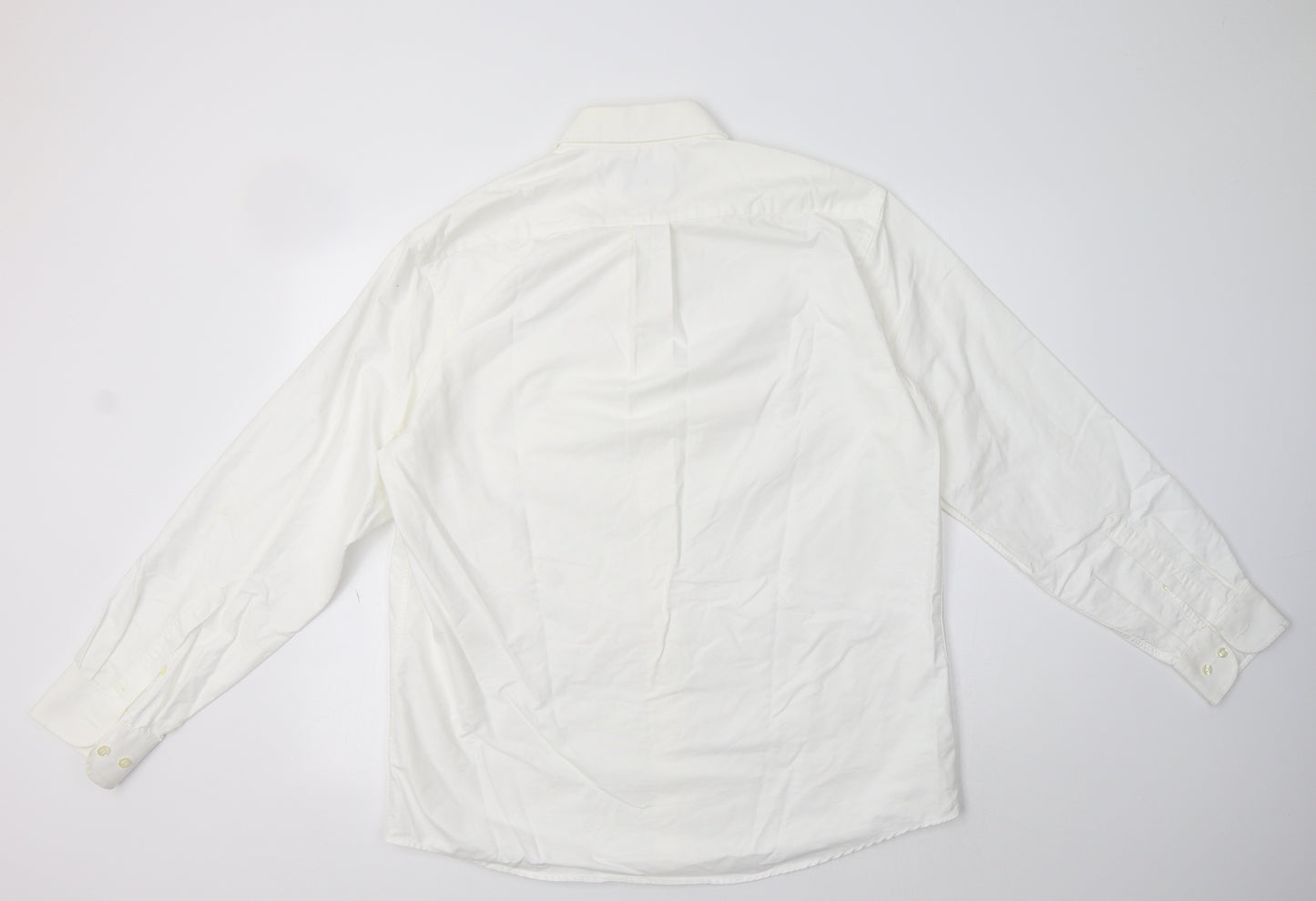 M&S Mens White  Cotton  Dress Shirt Size 16 Collared
