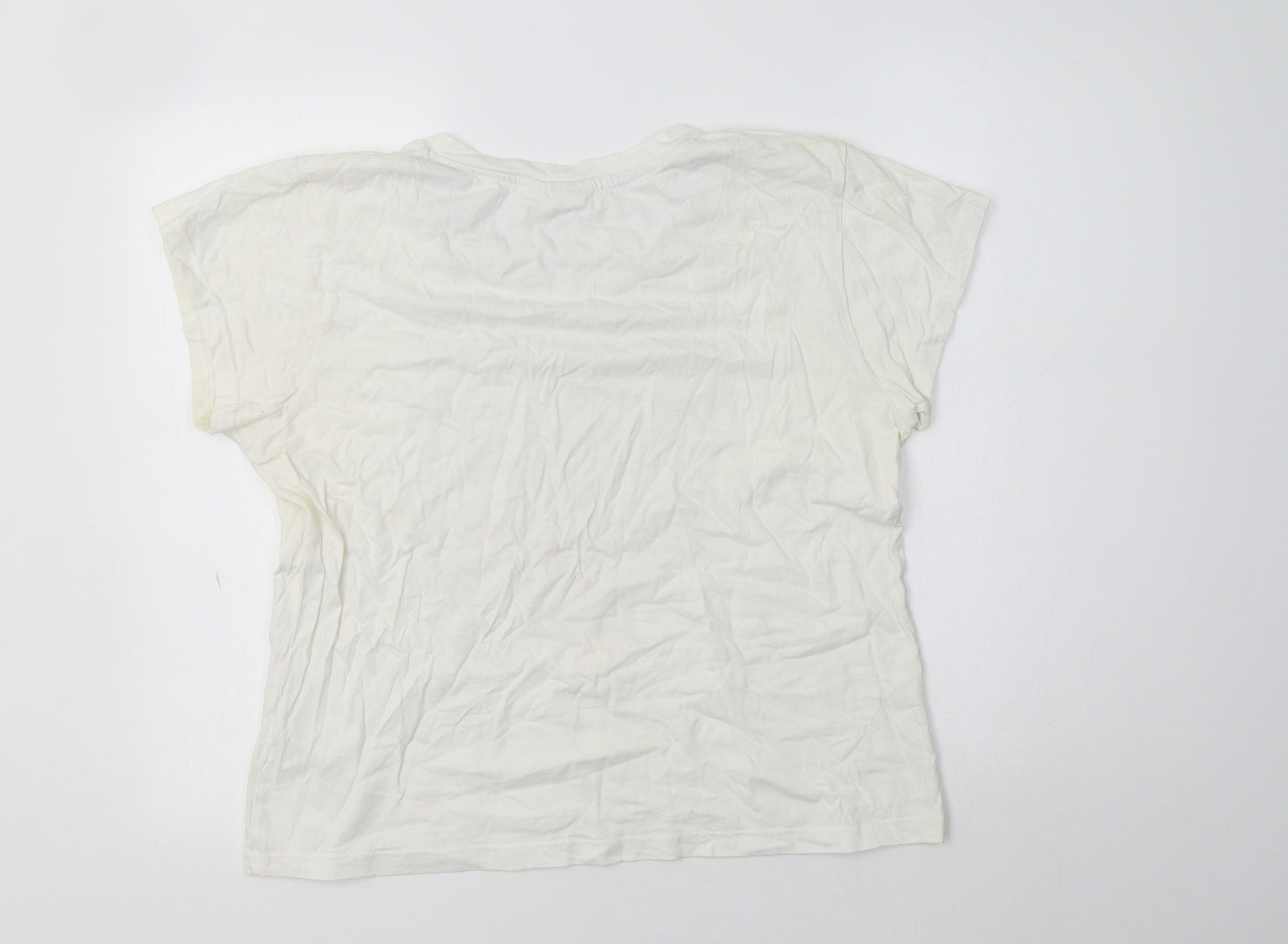 Primark Womens White  Cotton Top Pyjama Top Size M   - Bambi