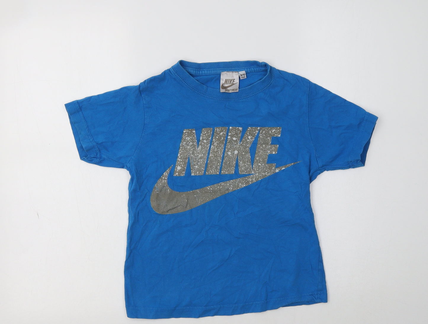 Nike Girls Blue  Cotton Basic T-Shirt Size 9-10 Years Crew Neck