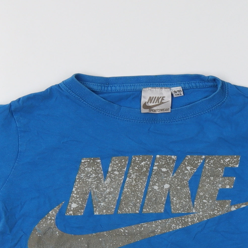 Nike Girls Blue  Cotton Basic T-Shirt Size 9-10 Years Crew Neck