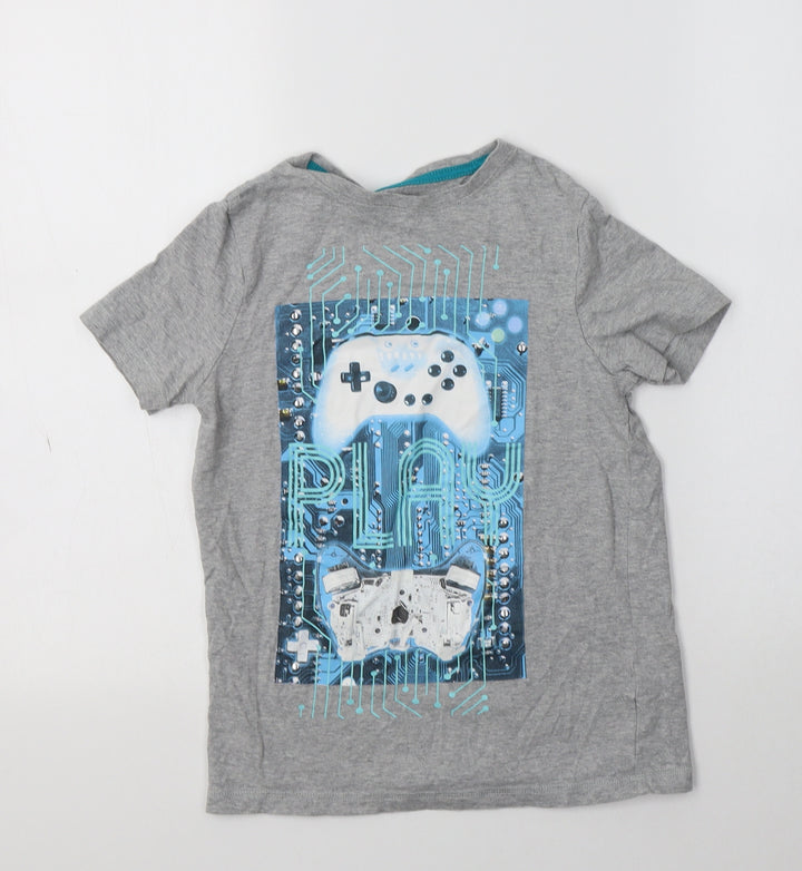 F&F Girls Grey Cotton Basic Polo Size 8-9 Years Crew Neck - Gaming
