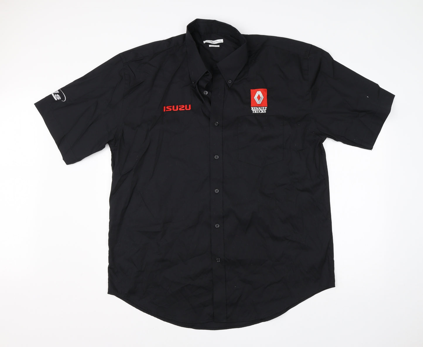 Kustom Kit Mens Black  Cotton  Button-Up Size 46 Collared Button