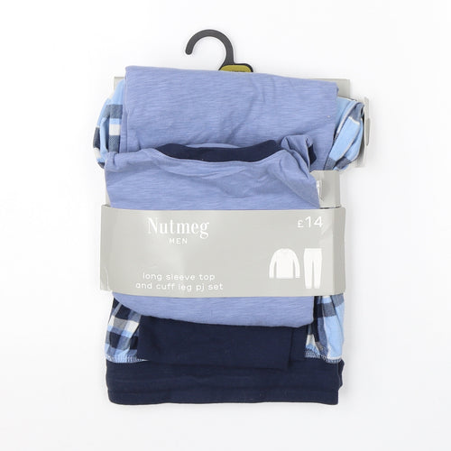 Nutmeg Mens Blue  Polyester  Pyjama Set Size 2XL