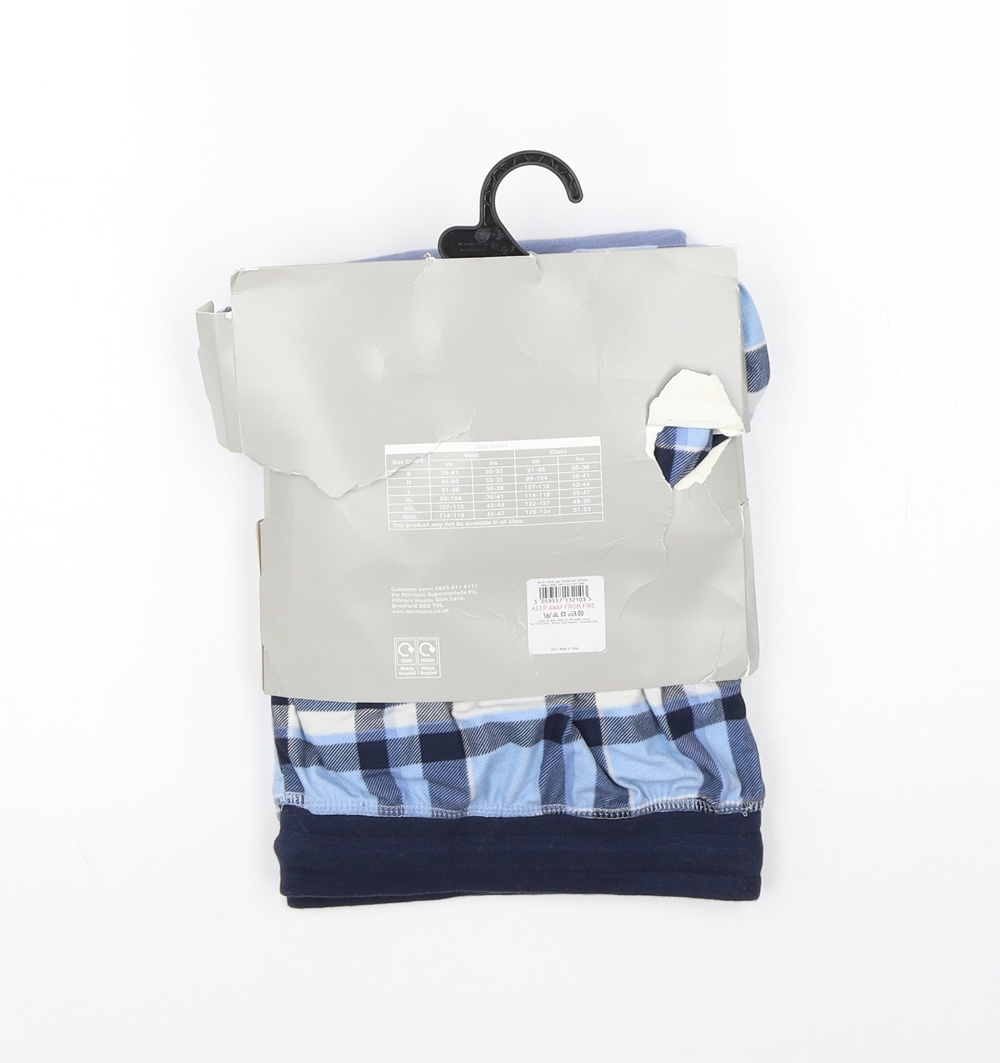 Nutmeg Mens Blue  Polyester  Pyjama Set Size 2XL