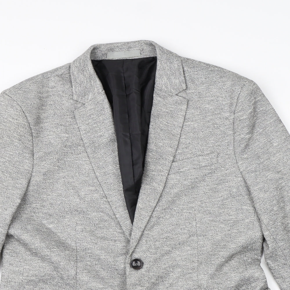 River Island Mens Grey  Cotton Jacket Suit Jacket Size 38