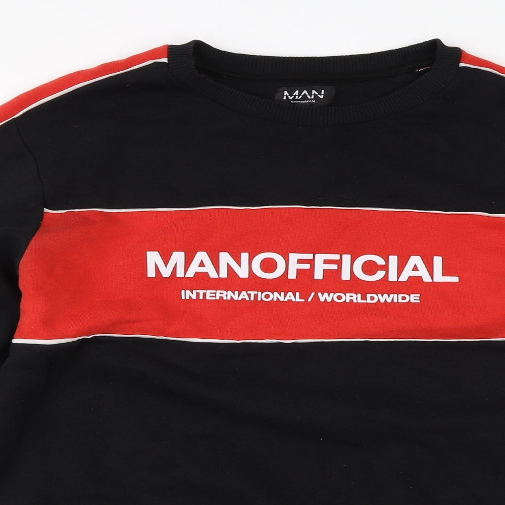 Boohoo Mens Black  Cotton Pullover Sweatshirt Size M