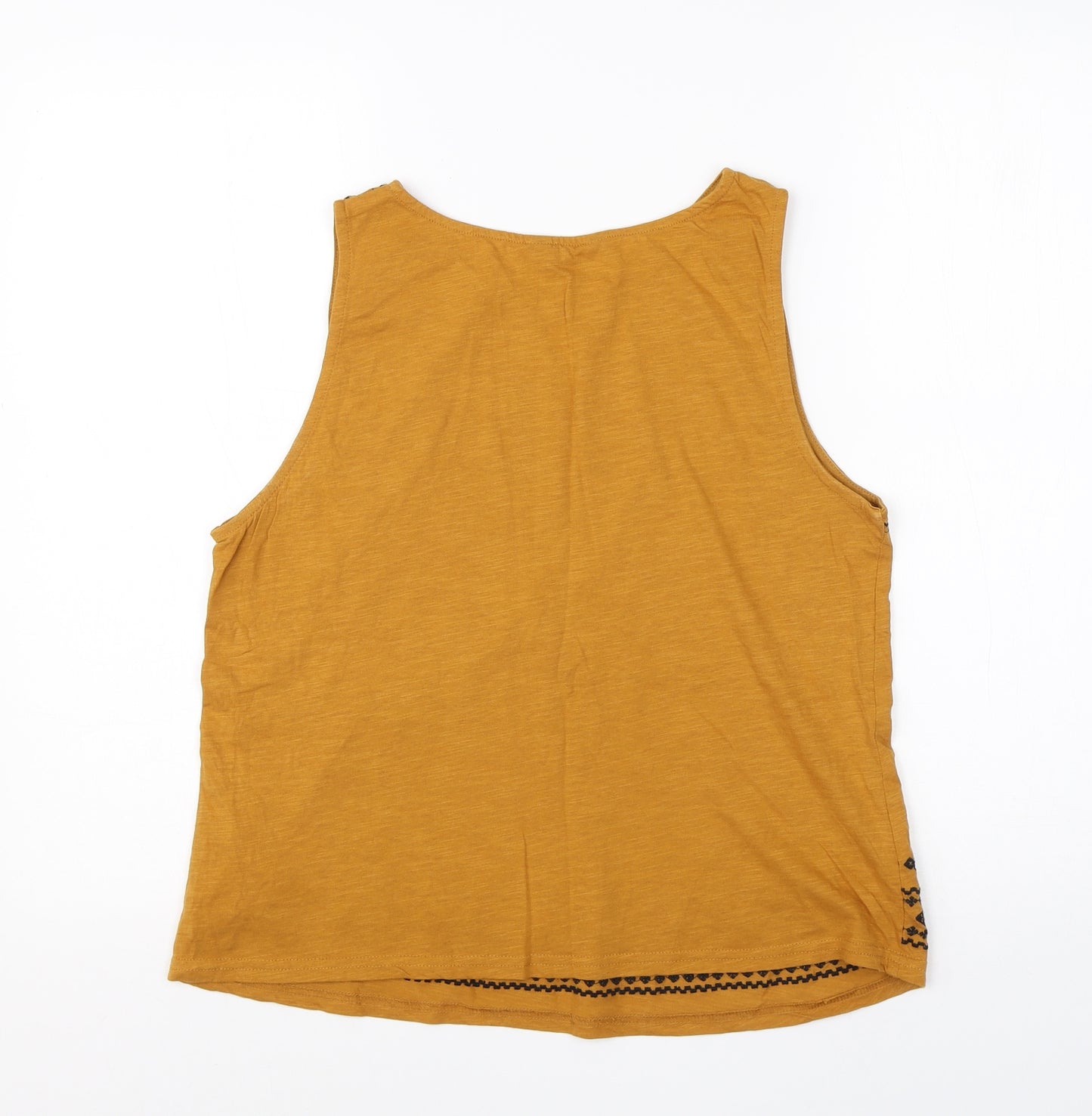 New Look Womens Yellow  Cotton Basic Tank Size 12 Round Neck
