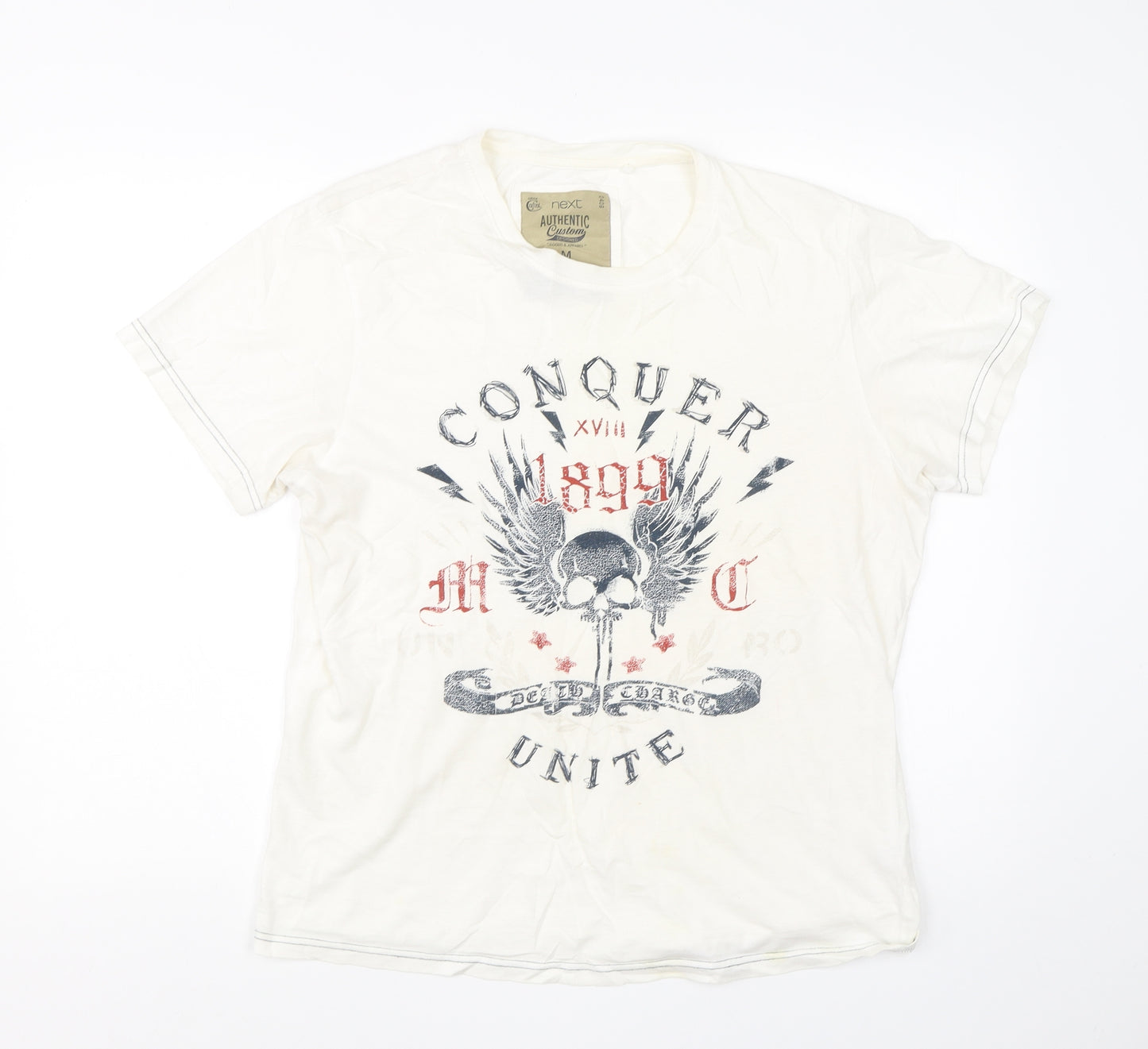NEXT Mens White  Cotton  T-Shirt Size M Round Neck