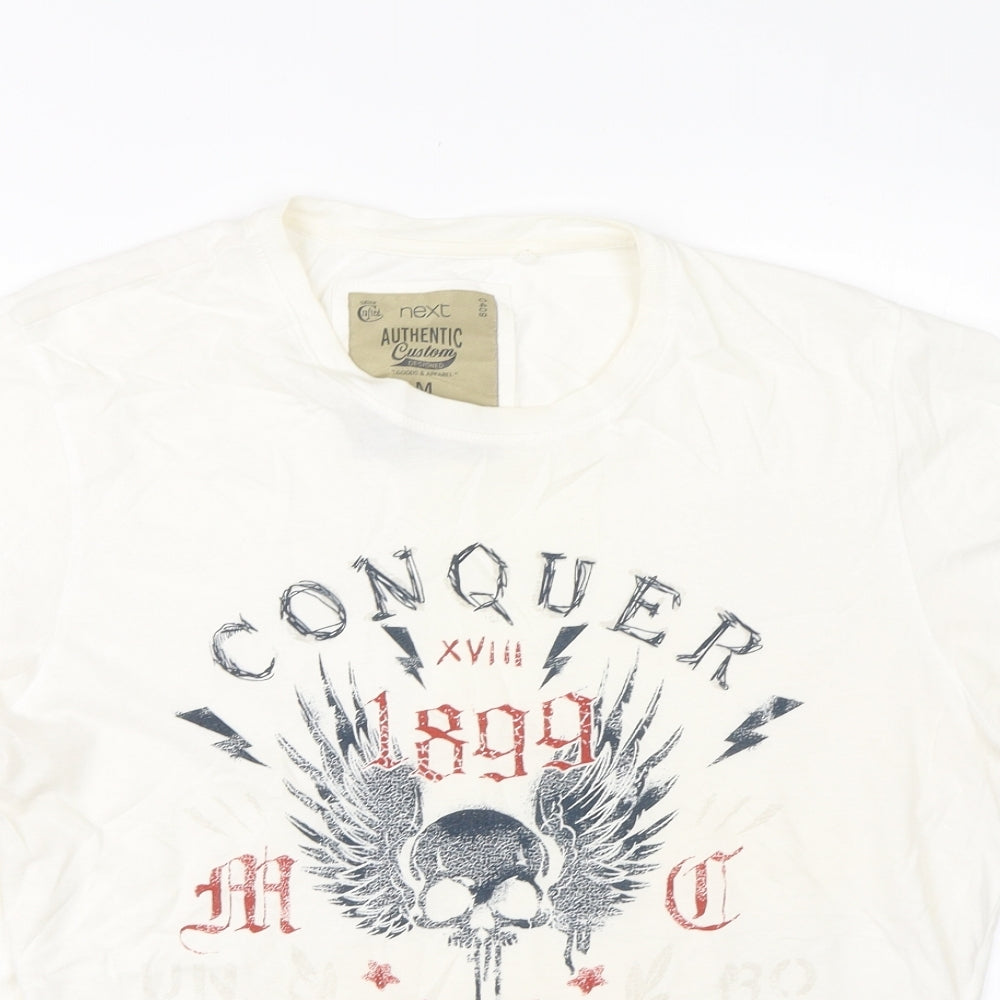 NEXT Mens White  Cotton  T-Shirt Size M Round Neck