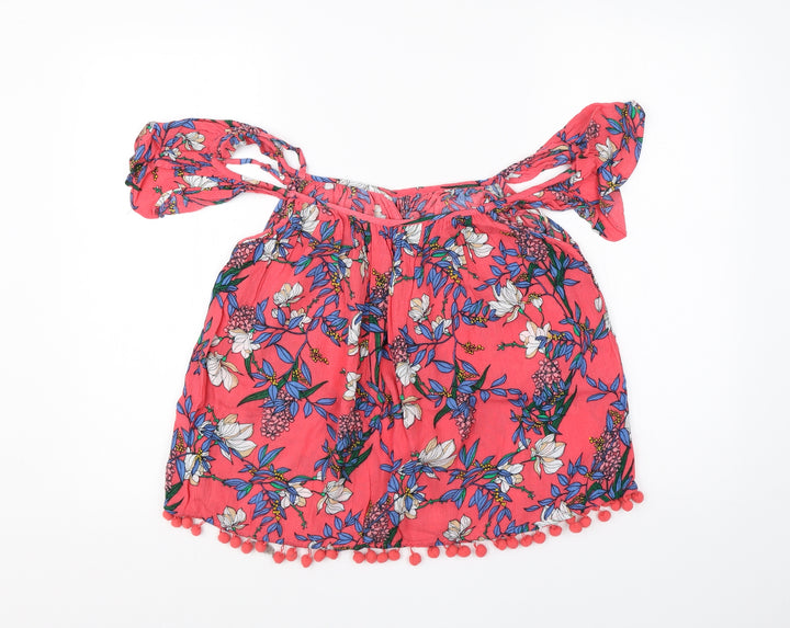 Dorothy Perkins Womens Pink Floral Viscose Basic Blouse Size 12 Square Neck