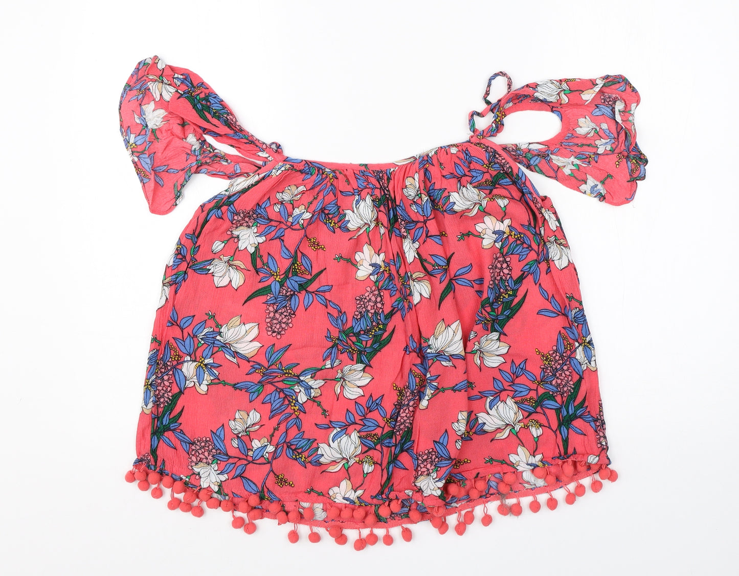 Dorothy Perkins Womens Pink Floral Viscose Basic Blouse Size 12 Square Neck