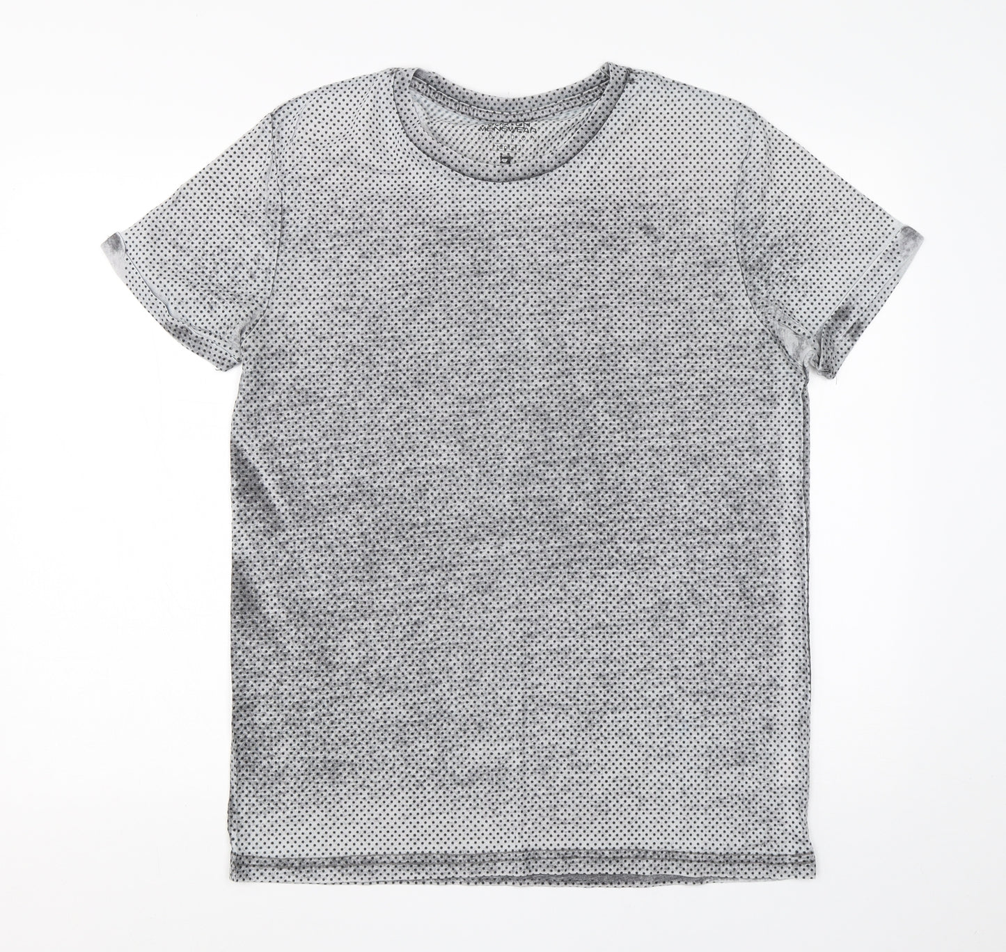 Burton Mens Grey Polka Dot Cotton  T-Shirt Size M Round Neck